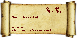 Mayr Nikolett névjegykártya